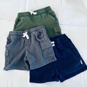 Bundle 3, Size 2T Simple Joys/GerberKids, Shorts, Green, Gray Cargo/Navy Blue